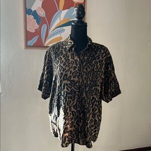 Anna And Frank Silk Leopard Shirt Size M